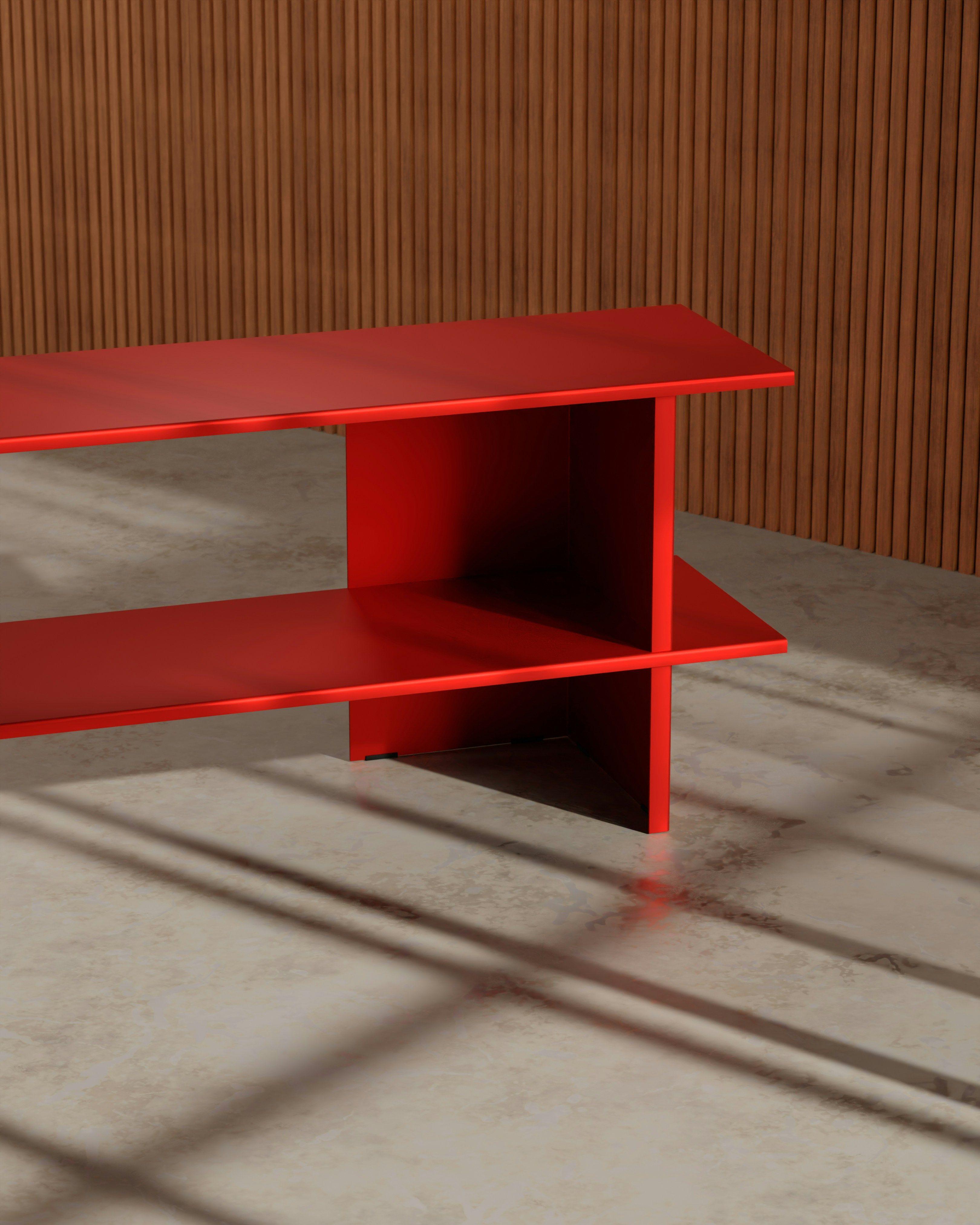 Unit modular workspace system with clean geometric forms and Swiss grid precision